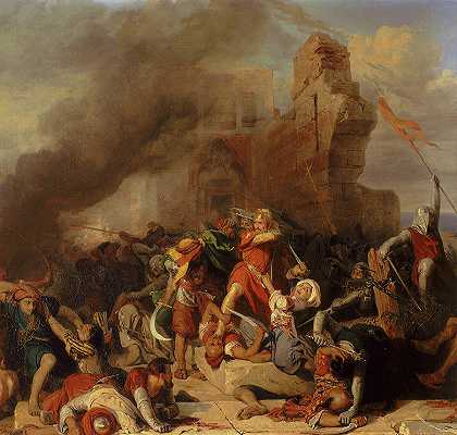 狮心理查·贾法之战，1192年`Battle of Jaffa, Richard the Lionheart, 1192 by Edouard Girardet