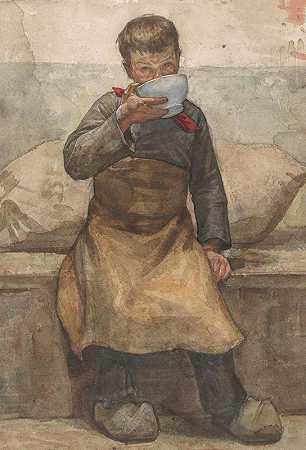 酒鬼`Drinkende jongen (1874 ~ 1925) by Jan Veth