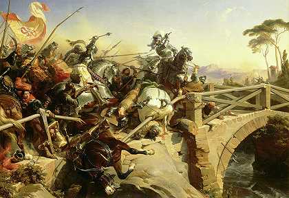 1503年加里利亚诺战役中的巴亚德`Bayard at the Battle of Garigliano, 1503 by Henri Felix Emmanuel Philippoteaux