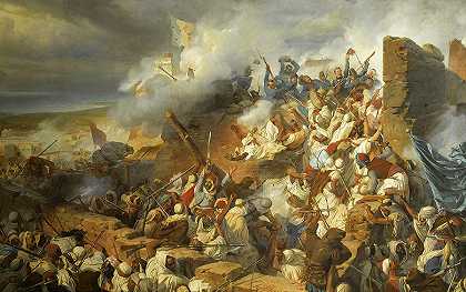 马扎格兰战役，1840年`Battle of Mazagran, 1840 by Henri Felix Emmanuel Philippoteaux