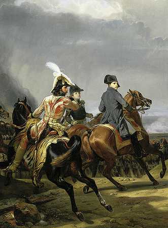 耶拿战役，拿破仑检阅皇家卫队，1806年10月14日`The Battle of Jena, Napoleon reviewing the Imperial Guard,14th October 1806 by Horace Vernet