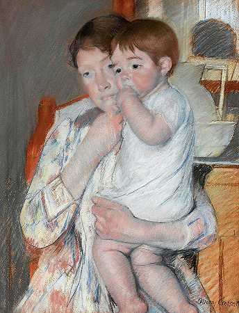 《妇女与儿童》，1893年`Woman and child, 1893 by Mary Cassatt