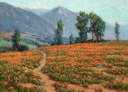 帕萨迪纳附近的罂粟田`Poppy Fields Near Pasadena by Benjamin Brown