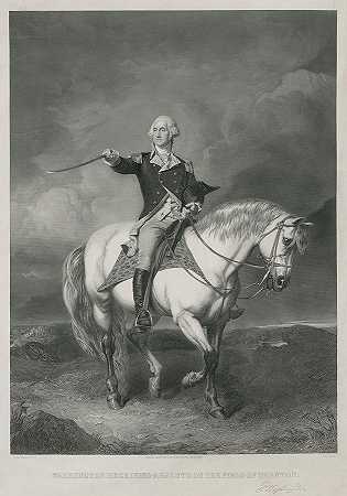 华盛顿在特伦顿球场接受致敬`Washington Receiving A Salute On The Field Of Trenton by William Holl
