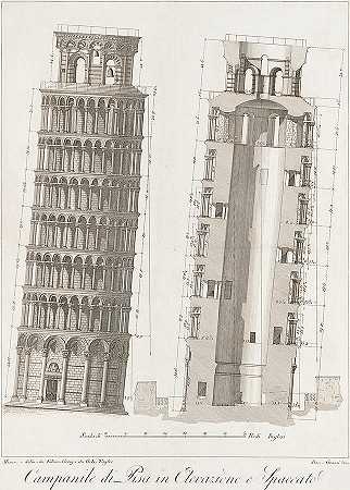 比萨斜塔`The Leaning Tower of Pisa by George Ledwell Taylor and Edward Cresy