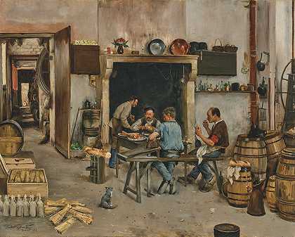 工人的食物`Le repas des ouvriers (1889) by Norbert Goeneutte