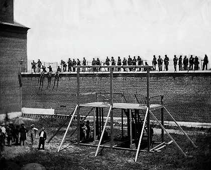 林肯共谋者的处决，共谋者的处决，1865年`The Execution of the Lincoln Conspirators, Execution of the conspirators, 1865 by Alexander Gardner