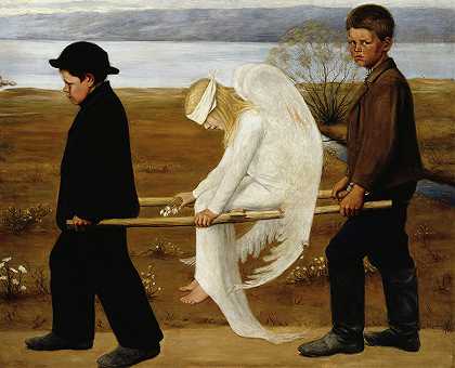 受伤的天使，1903年`The Wounded Angel, 1903 by Hugo Simberg