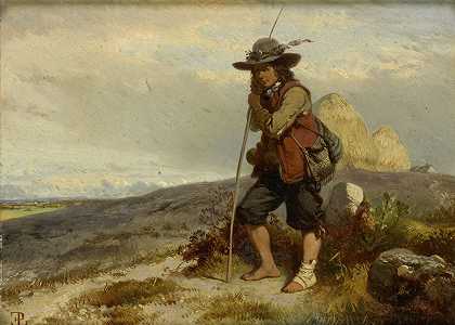 年轻的牧民`A young Herdsman (1840 ~ 1870) by Eugene Le Poittevin