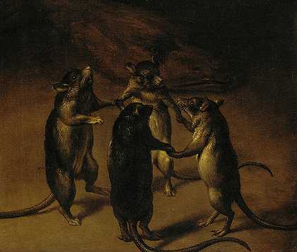 《老鼠之舞》，1690年`The Dance of the Rats, 1690 by Ferdinand van Kessel