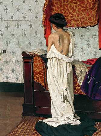 室内，从后面看裸体，1902年`Interior, Nude Seen from Behind, 1902 by Felix Vallotton
