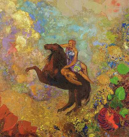 帕伽索斯缪斯，1907年`Muse on Pegasus, 1907 by Odilon Redon