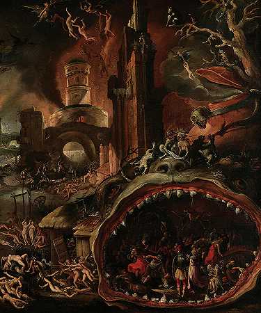 埃涅阿斯被西比尔带到地狱，1600年`Aeneas taken by the Sibyl to the Underworld, 1600 by Jacob Isaacszoon van Swanenburg