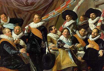 1627年圣乔治公民卫队军官的宴会`Banquet of the Officers of the St George Civic Guard, 1627 by Frans Hals