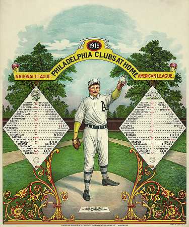 费城俱乐部主场垒球时间表，1915年`Philadelphia Clubs At Home Base-ball Schedule, 1915 by American School