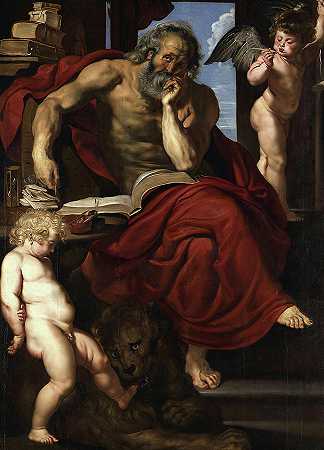 圣杰罗姆隐居`Saint Jerome in His Hermitage by Peter Paul Rubens