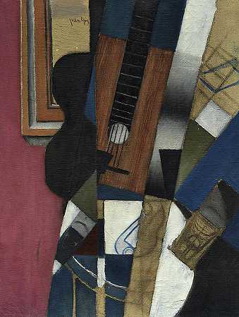 吉他与烟斗，1913年`Guitar and Pipe, 1913 by Juan Gris