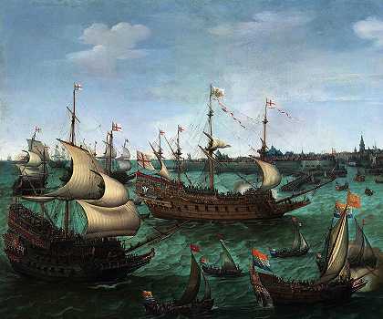1623年4月29日，帕兰廷的弗雷德里克五世和伊丽莎白·斯图尔特抵达法拉盛`The arrival of Frederik V of the Palantine and Elizabeth Stuart in Flushing on 29 April 1613, 1623 by Hendrick Cornelisz Vroom