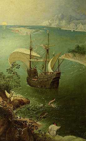 15世纪60年代伊卡洛斯倒台时的风景`Landscape with the Fall of Icarus, 1560s by Pieter Bruegel the Elder