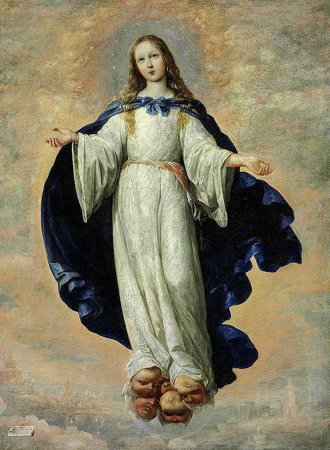 无瑕受孕，1661年`The Immaculate Conception, 1661 by Francisco de Zurbaran