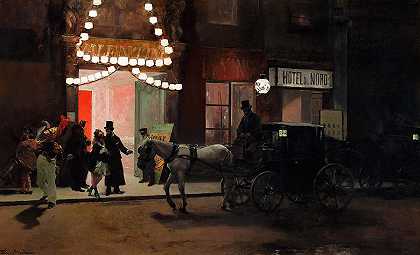 离开蒙面舞会，1885年`Leaving the Masked Ball, 1885 by Raimundo de Madrazo y Garreta