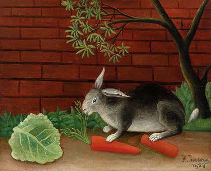 兔餐，1908年`The Rabbit\’s Meal, 1908 by Henri Rousseau