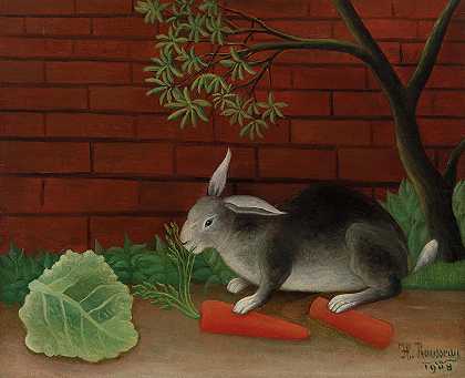 兔子餐`The Rabbit\’s Meal by Henri Rousseau