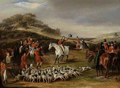 沃特福德侯爵和蒂普拉里狩猎队成员，1842年`The Marquis of Waterford and Members of the Tipperary Hunt, 1842 by Francis Calcraft Turner