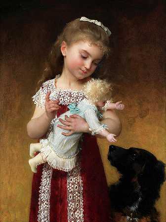 带娃娃的女孩`Girl with doll by Emile Munier