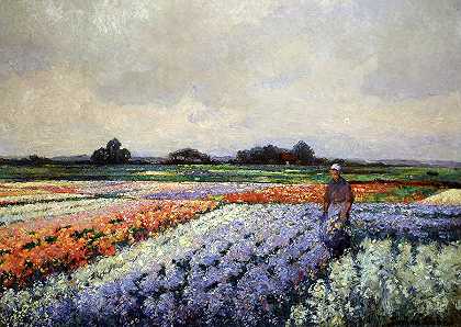 花田，1900年`Flower Fields, 1900 by German Grobe