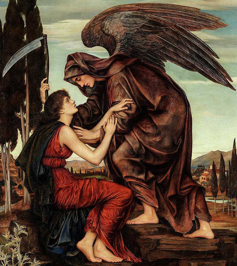 死亡天使，1880年`Angel of Death, 1880 by Evelyn De Morgan