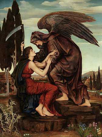 死亡天使，1880年`The Angel of Death, 1880 by Evelyn De Morgan