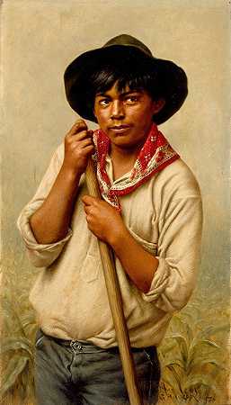 鲍利年轻人锄玉米`Powley; Young Man Hoeing Corn (1895) by Grace Carpenter Hudson