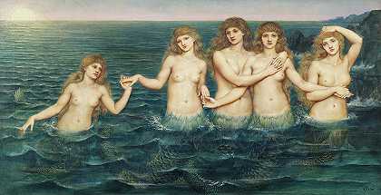 《海上少女》，1886年`The Sea Maidens, 1886 by Evelyn De Morgan