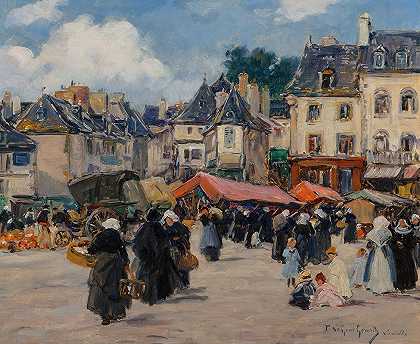 兰巴尔市场`Marché à Lamballe by Fernand-Marie-Eugéne Legout-Gérard