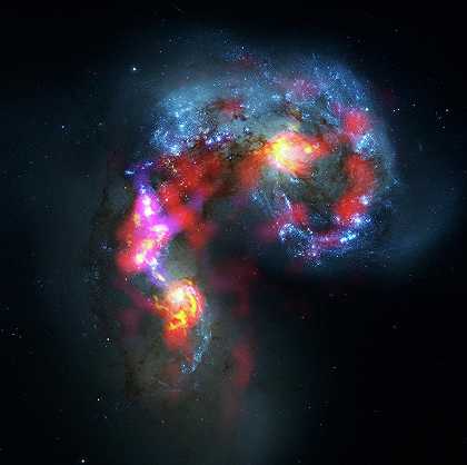 阿尔玛的触角星系组合` Antennae Galaxies composite of ALMA by Cosmic Photo