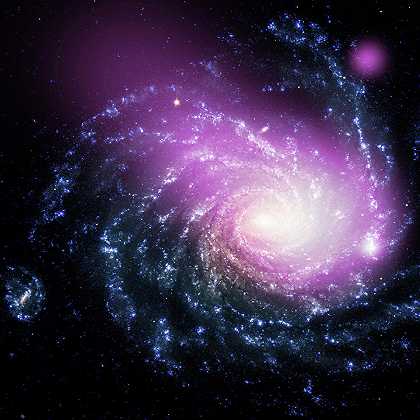 矮星系撞上一个大螺旋星系`Dwarf Galaxy Caught Ramming Into a Large Spiral Galaxy by Cosmic Photo