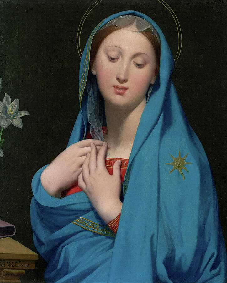 1858年领养圣母`Virgin of the Adoption, 1858 by Jean-Auguste-Dominique Ingres