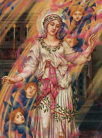 圣母玛利亚，1907年`Blessed Virgin Mary, 1907 by Evelyn De Morgan