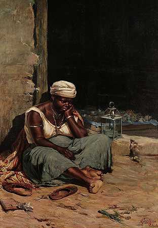 种植园工人休息`Plantation Worker Resting by Antonio Ferrigno