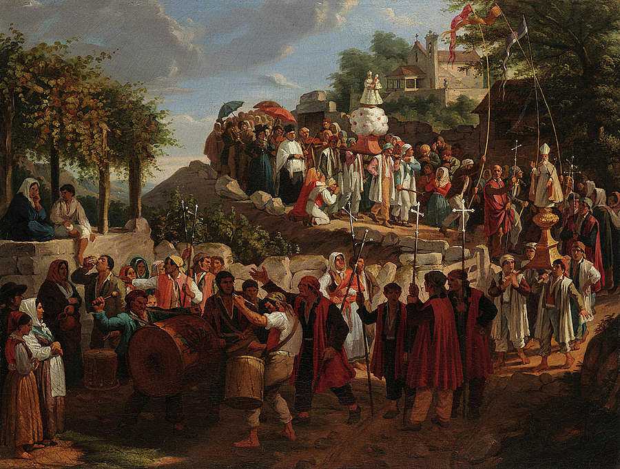 游行，1839年`Procession, 1839 by Augusto Roquemont