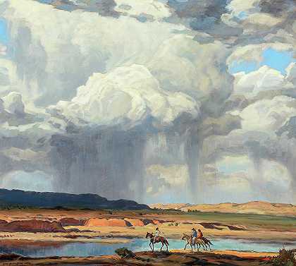 亚利桑那州沙漠风暴`Desert Storm, Arizona by Carl Oscar Borg