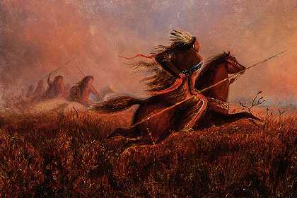 大草原上的印第安人，1860年`Indians on the Prairie, 1860 by Charles Carl Wimar