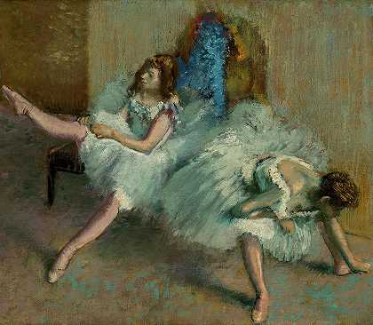 芭蕾舞之前，芭蕾舞演员，1892年`Before the Ballet, Ballerinas, 1892 by Edgar Degas