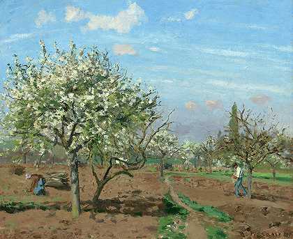 盛开的果园，卢维西恩斯，1872年`Orchard in Bloom, Louveciennes, 1872 by Camille Pissarro