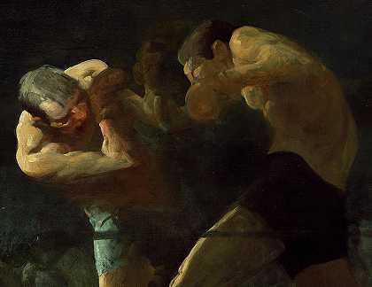 俱乐部之夜，拳击比赛，1907年`Club Night, Boxing Match, 1907 by George Bellows