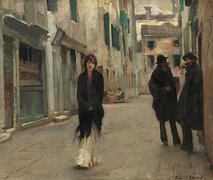 威尼斯街头，1882年`Street in Venice, 1882 by John Singer Sargent