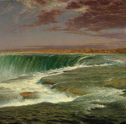 尼亚加拉，马蹄瀑布，1875年`Niagara, Horseshoe Falls, 1875 by Frederic Edwin Church
