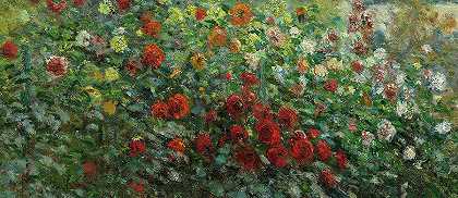 大丽花，1873年`Dahlias, 1873 by Claude Monet