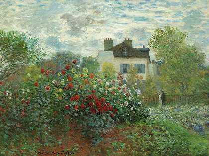 1873年大丽花阿尔金泰尔的艺术家花园阿尔金泰尔的花园1873年`The Artist\’s Garden in Argenteuil, Dahlias, 1873\’s Garden in Argenteuil, 1873 by Claude Monet